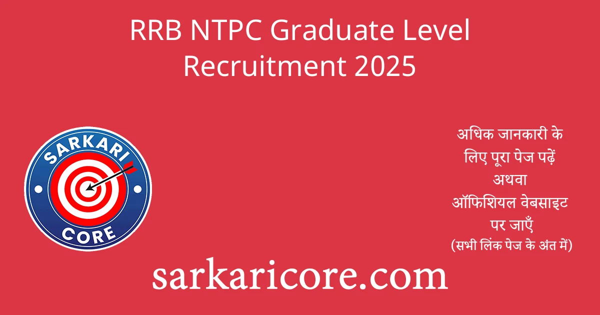 RRB NTPC Graduate Level Recruitment 2025