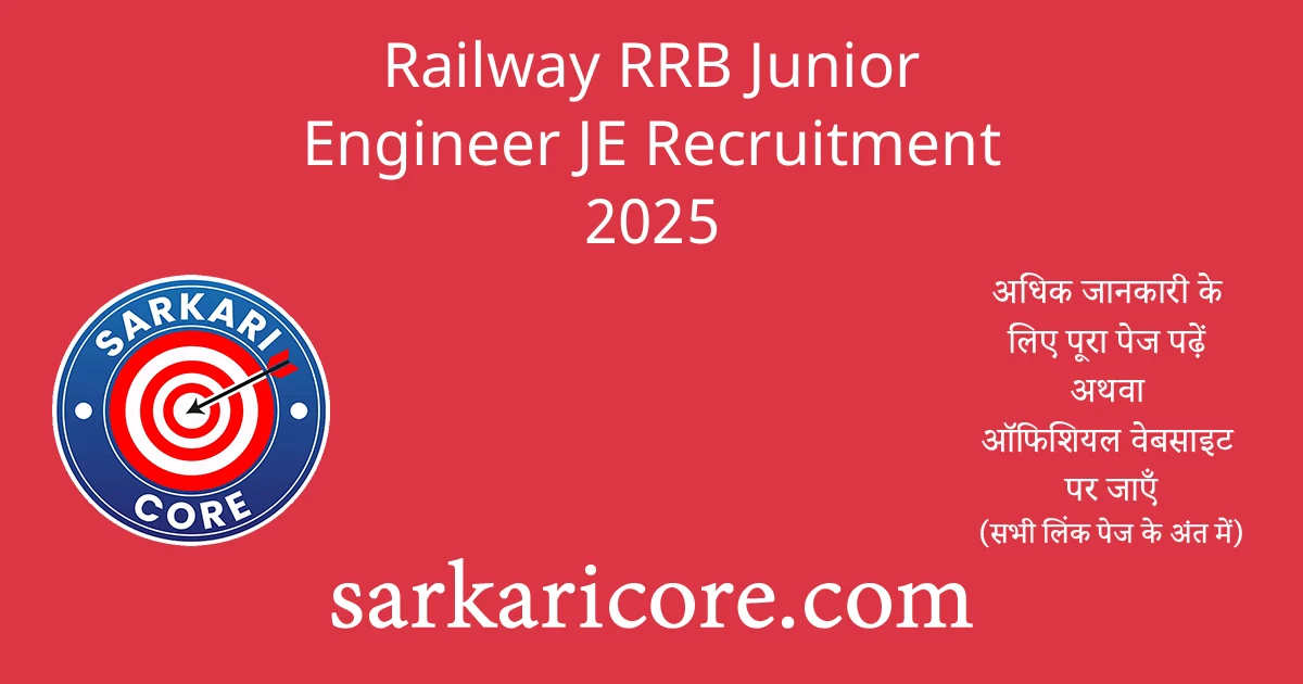 Railway RRB Junior Engineer JE Recruitment 2025