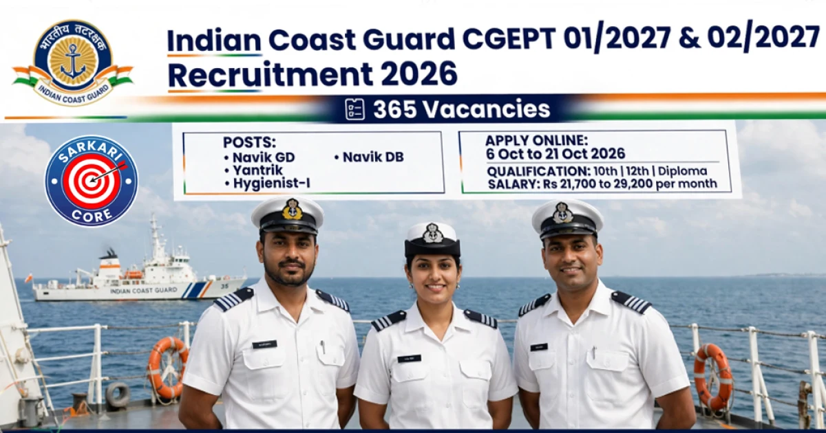Indian Coast Guard CGEPT 01/2027 & 02/2027  Recruitment