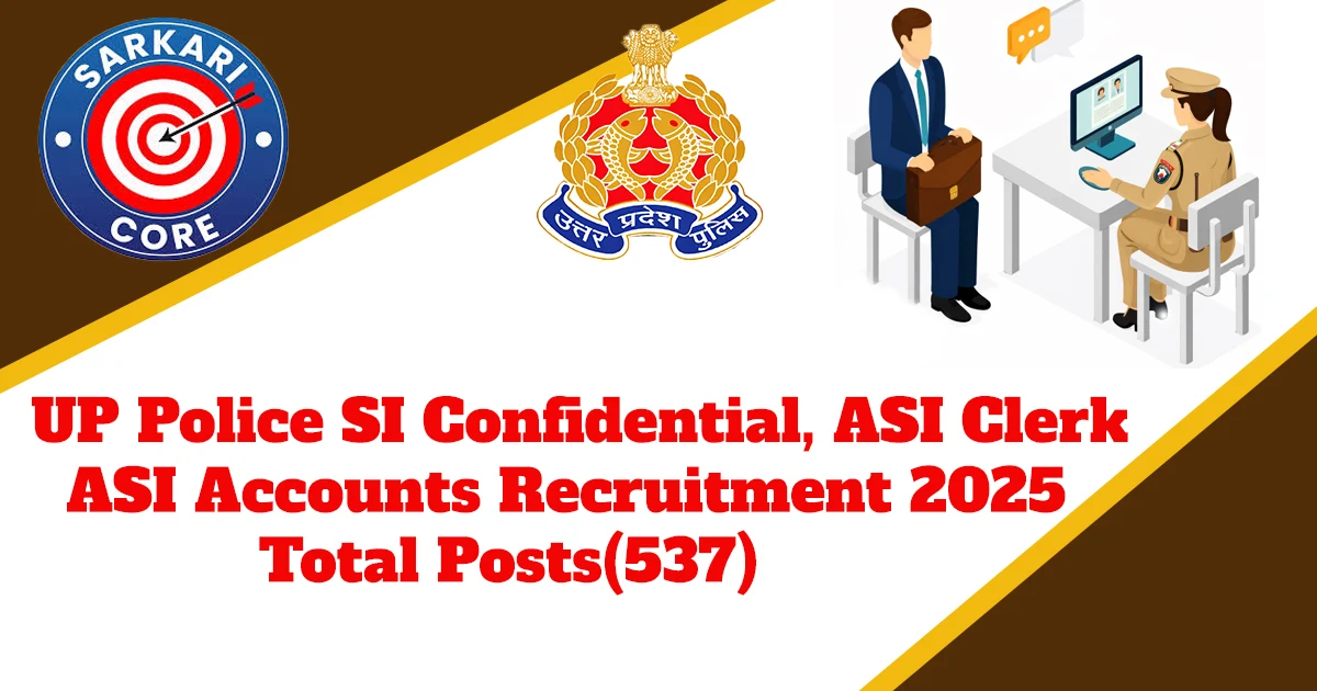 UP Police SI Confidential, ASI Clerk & ASI Accounts Recruitment 2025