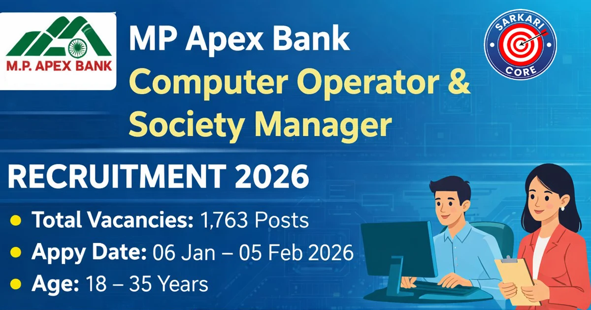 MP Apex Bank Computer Operator & Society Manager Recruitment 2026
